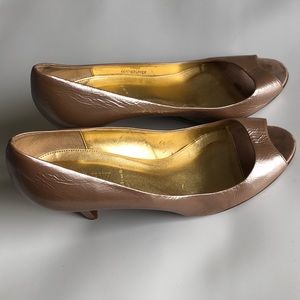 J Crew Blush Pink Patent Leather Peep Toe Heels 10